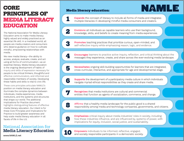 NAMLE, The Core Principles of Media Literacy Education - Media and Learning