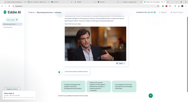 Eddie AI, video editing