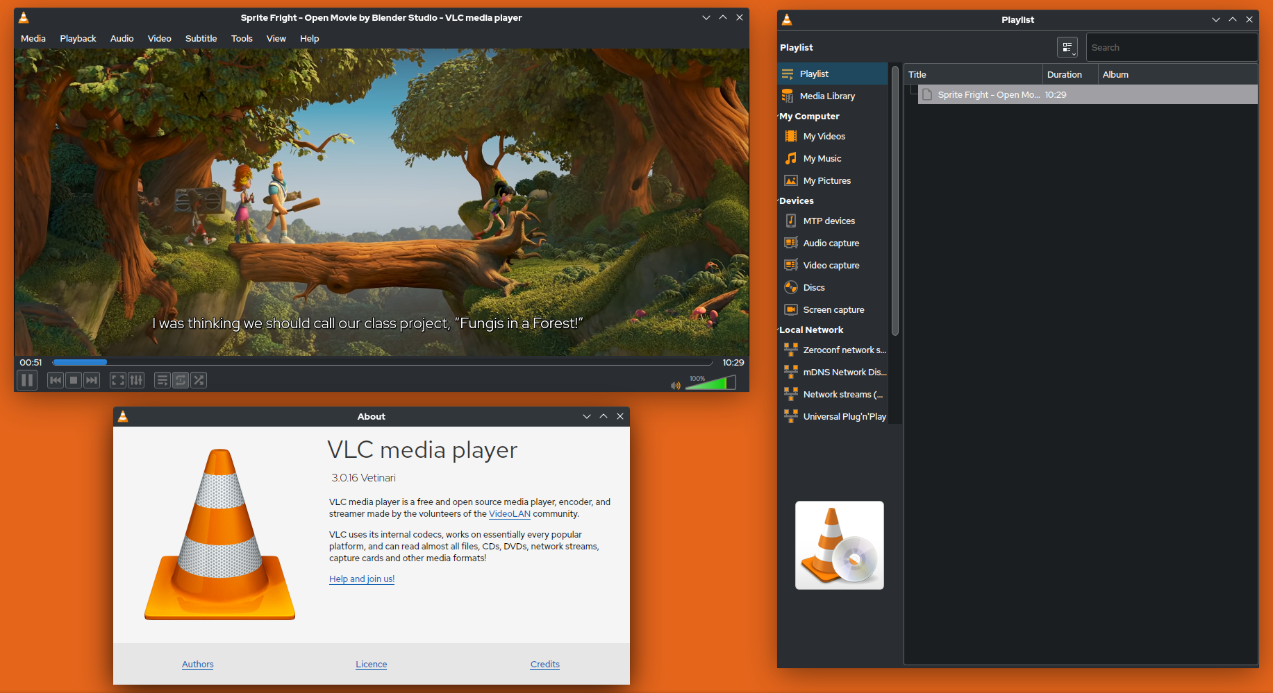 VLC media player screenshot Attribution: Blender Studio/Blender Foundation