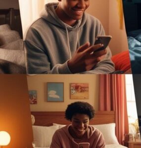 young adults on bed