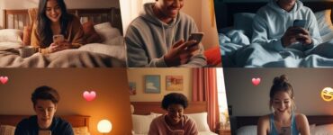 young adults on bed