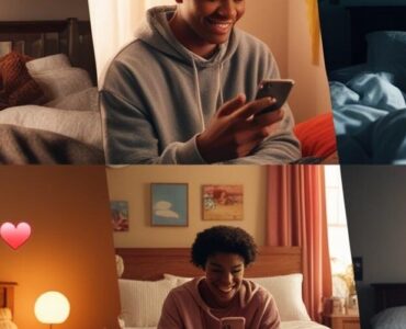 young adults on bed