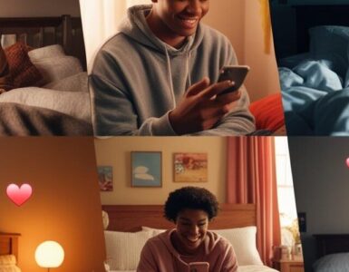 young adults on bed