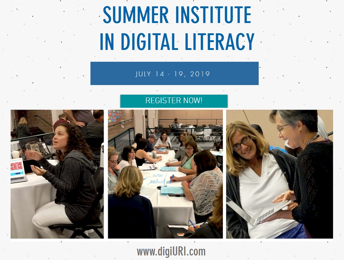 Summer Institute in Digital Literacy, July 14-19, 2019. Register now! People attending a workshop.