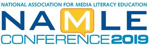 NAMLE 2019 conference logo with text National Association for Media Literacy Education and Conference 2019