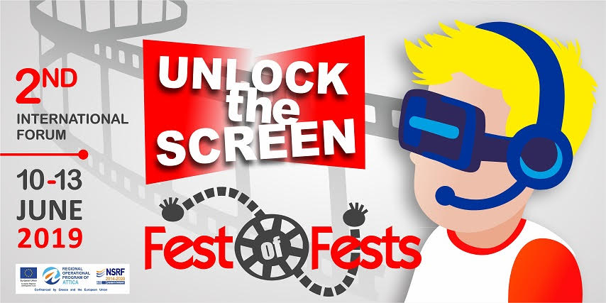 2nd International Forum Unlock the Screen Fest of Fests, 10-13 June 2019, with a person wearing a VR headset