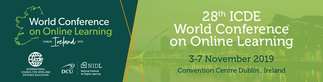 Banner for the 28th ICDE World Conference on Online Learning, Dublin, Ireland, 3-7 November 2019