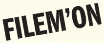 Text in black capital letters on a light background, tilted upwards to the right, reads FILEM'ON.