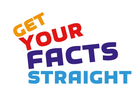 Text in different colours and fonts: Get Your Facts Straight