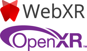 WebXR and OpenXR logos on a black background