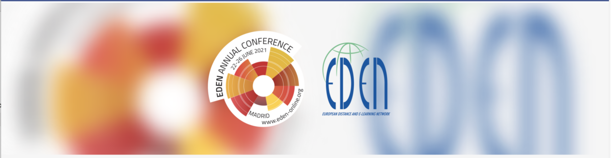 EDEN Annual Conference 22-26 June 2021 Madrid logo and EDEN European Distance and E-Learning Network logo