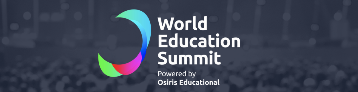 World Education Summit logo with a colourful crescent shape and the text Powered by Osiris Educational