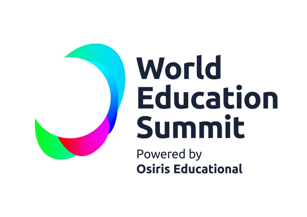 Logo of World Education Summit, powered by Osiris Educational, with a colourful abstract circular design