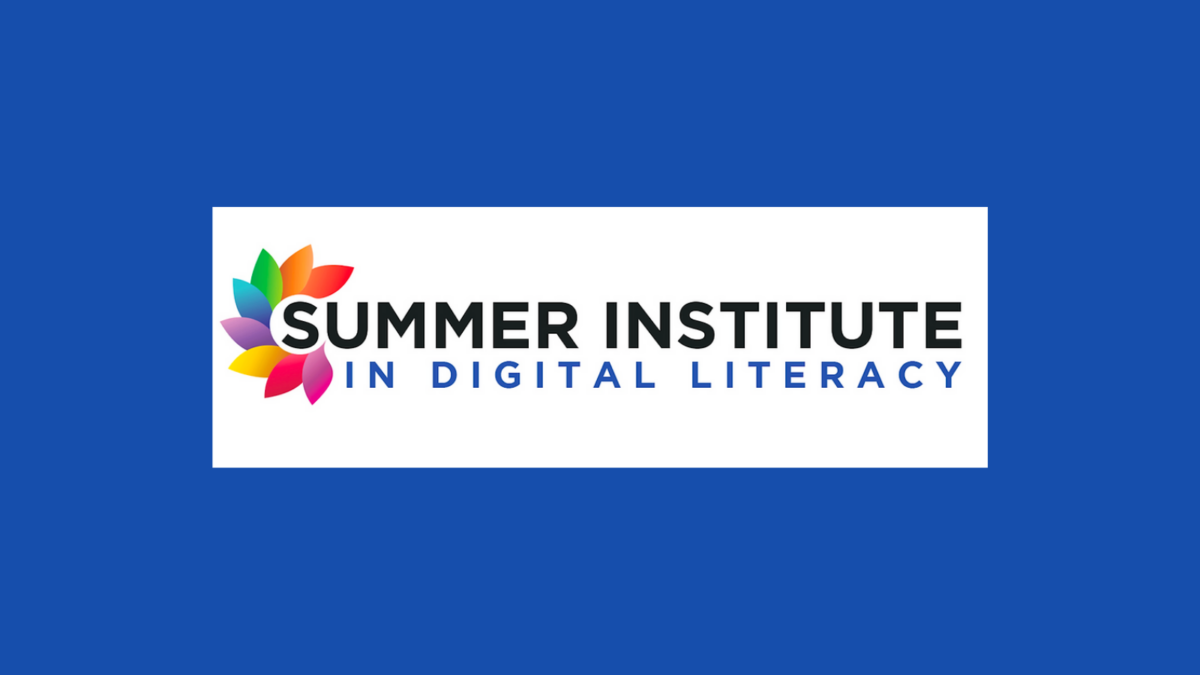Logo of Summer Institute in Digital Literacy, with a colourful flower graphic to the left of the text.