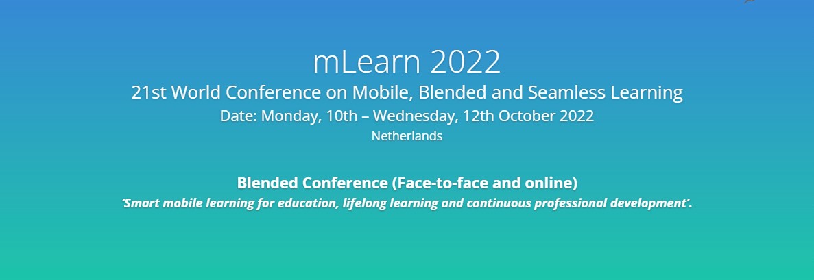 mLearn 2022 conference banner: 21st World Conference on Mobile, Blended and Seamless Learning, 10-12 October