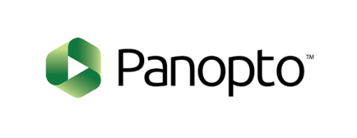 Logo of Panopto, featuring a green, folded ribbon-like shape with a white play symbol inside.