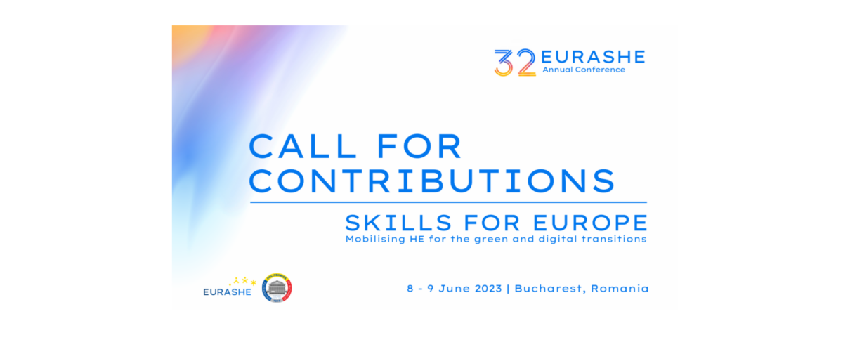 Promotional banner for the 32nd EURASHE Annual Conference: Call for Contributions, Skills for Europe
