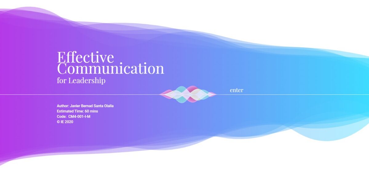 Title card: Effective Communication for Leadership. Author: Javier Bernad Santa Olalla. Estimated Time: 60 mins.