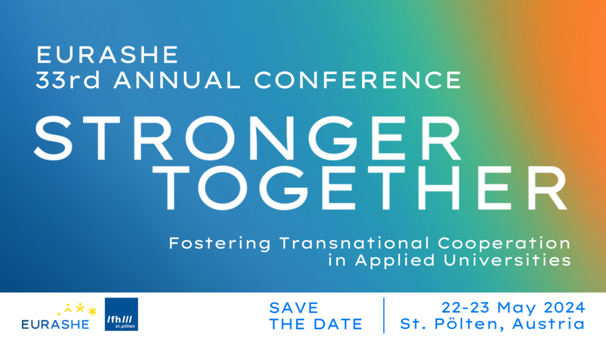 EURASHE 33rd Annual Conference: Stronger Together, Fostering Transnational Cooperation in Applied Universities. 22-23 May