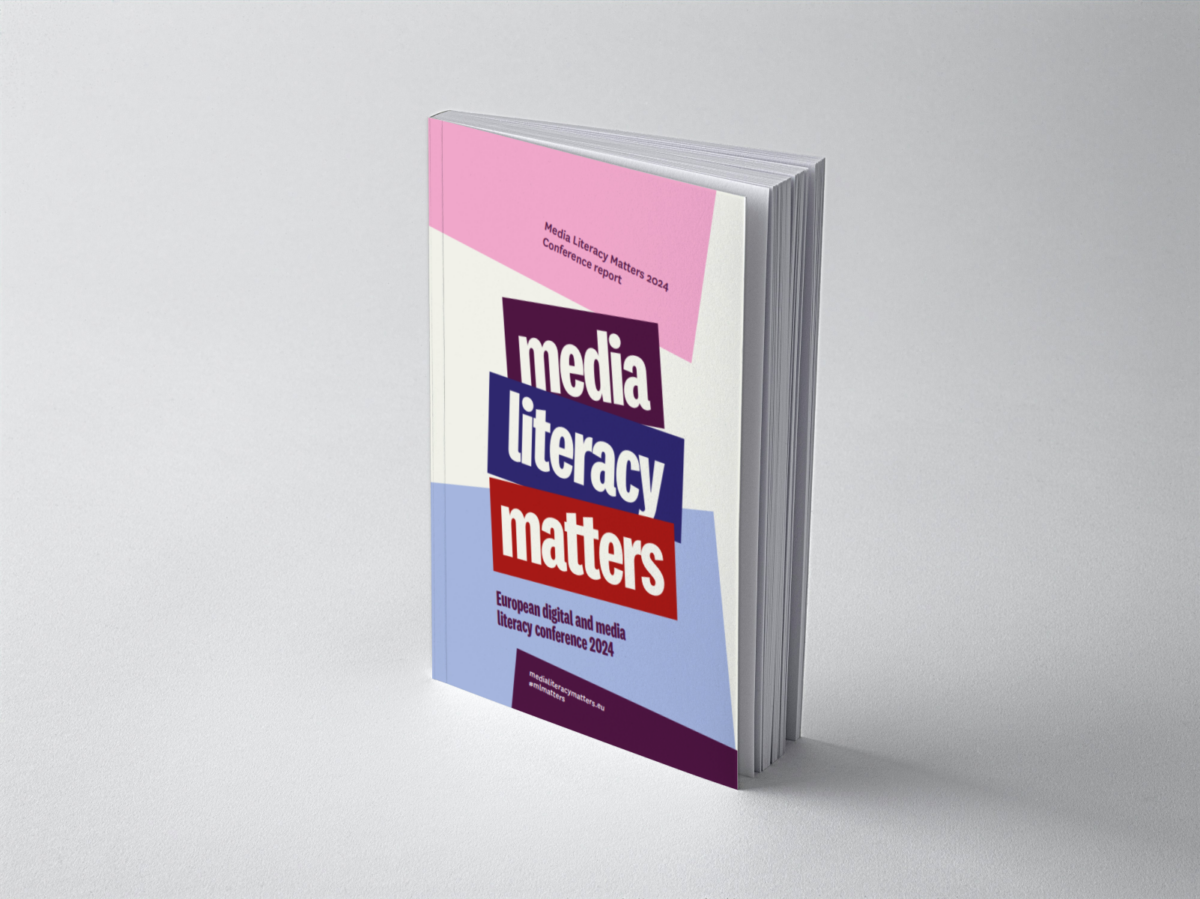 A book titled 'Media Literacy Matters' with 'European digital and media literacy conference 2024' on the cover.