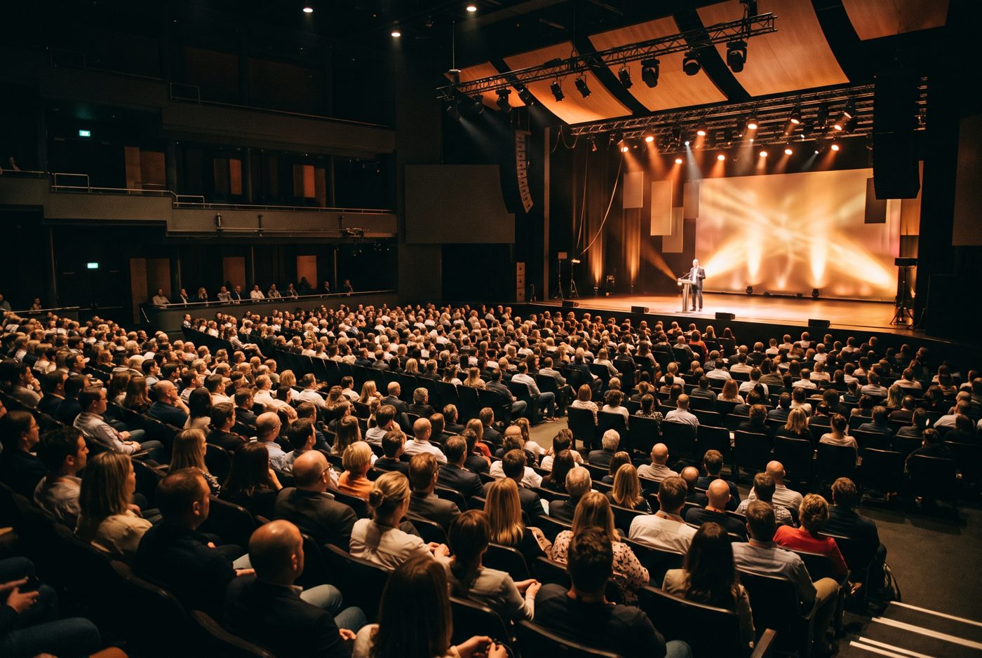 Conference auditorium during a keynote